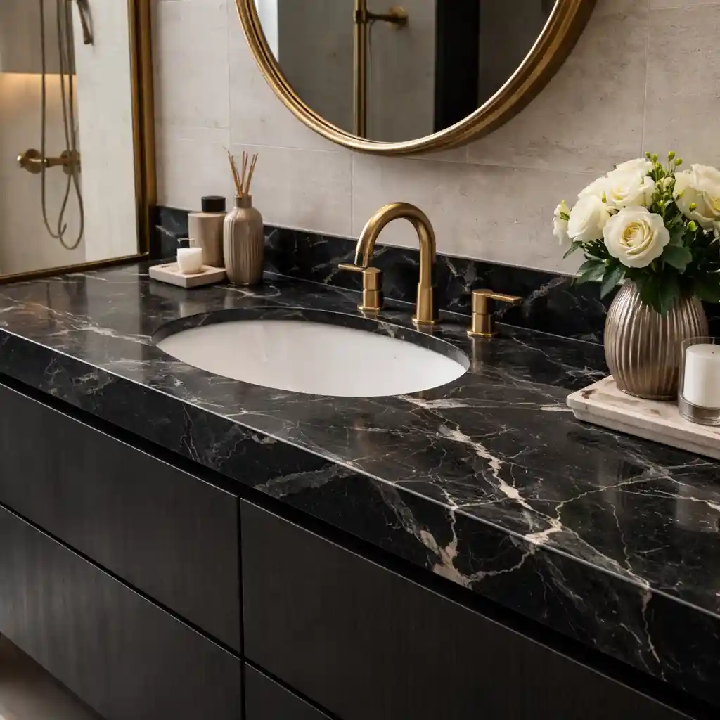 Пример столешницы в ванной из камня — вариант 3