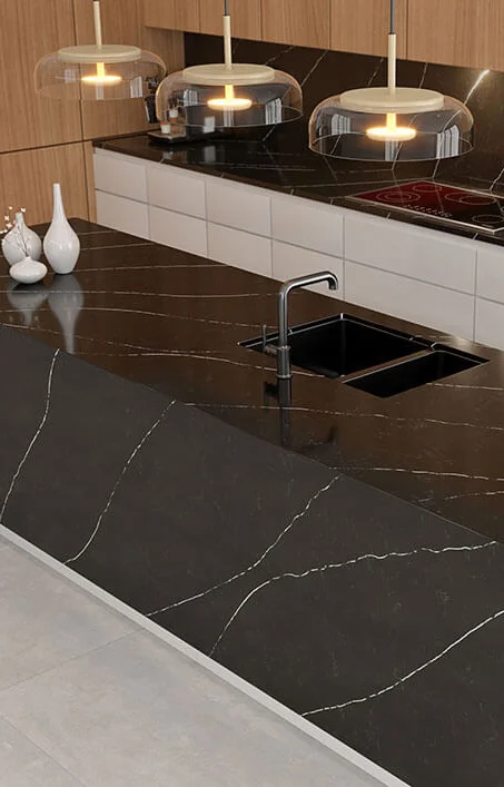 Кварцевый агломерат (инженерный кварц) — столешница в ванную